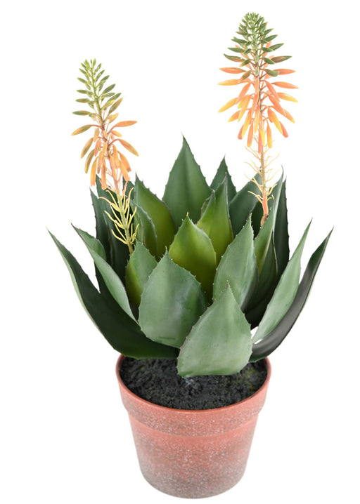 Kunstig Blomstrende Agave I Potte 50Cm Grønn