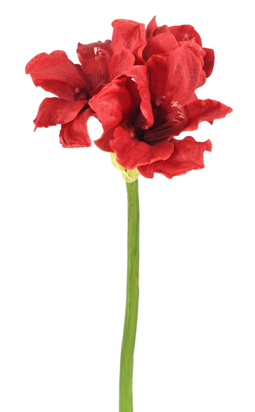 Kunstig Amaryllis Rød 2 Blomster 1 Knopp 66 Cm