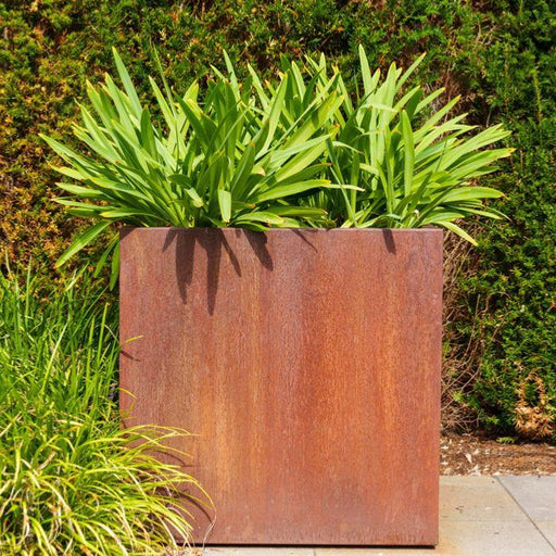 Corten Steel Square Flower Box Rusty Look 100Cm