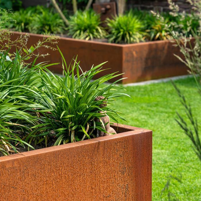 Firkantet Blomsterkasse Høy Corten H.80X40Cm Rusten