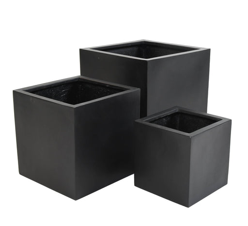 Black Cube Flower Box 30Cm Innendørs Utendørs Fiberstone