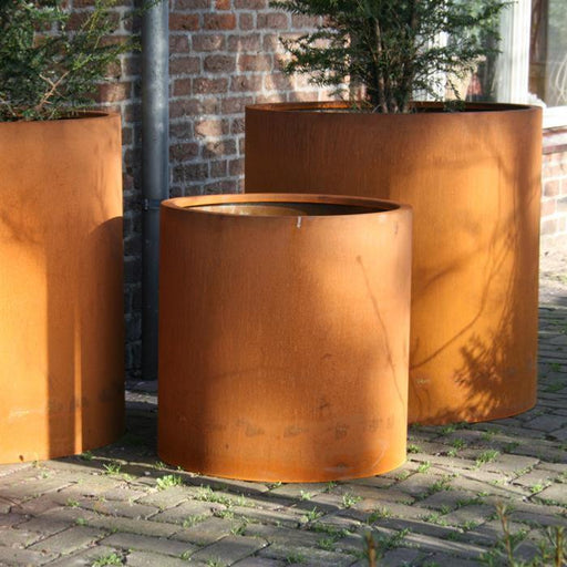 Sylindrisk Corten Stål Blomsterkasse 80Cm