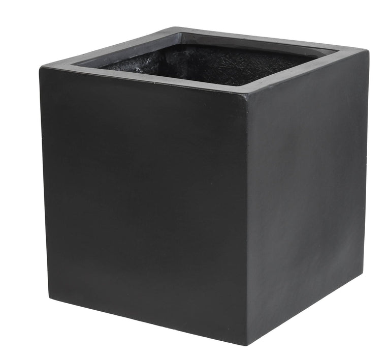 Black Cube Planter 50Cm Fiberstone