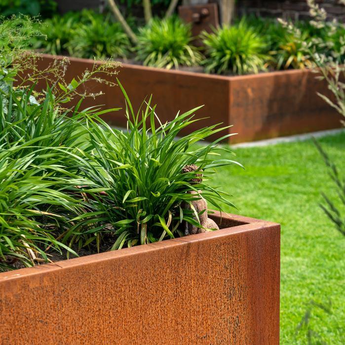 Corten Stål Firkantet Brett For Hageterrasse 80X60 Cm