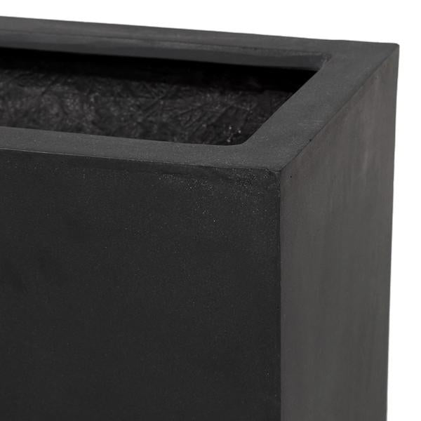 Black Square Fiberstone Box For Innendørs Utendørs Blomster