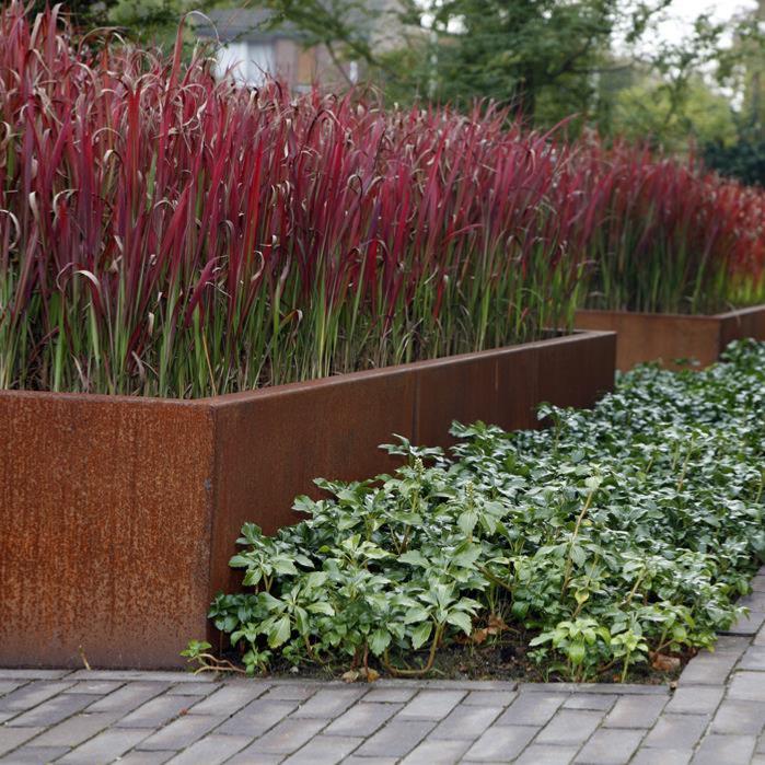 Corten Stål Plantekasse For Blomster 200X40Cm Hage