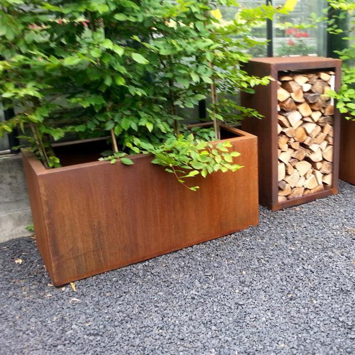 Corten Stål Plantekasse For Blomster 200X40Cm Hage