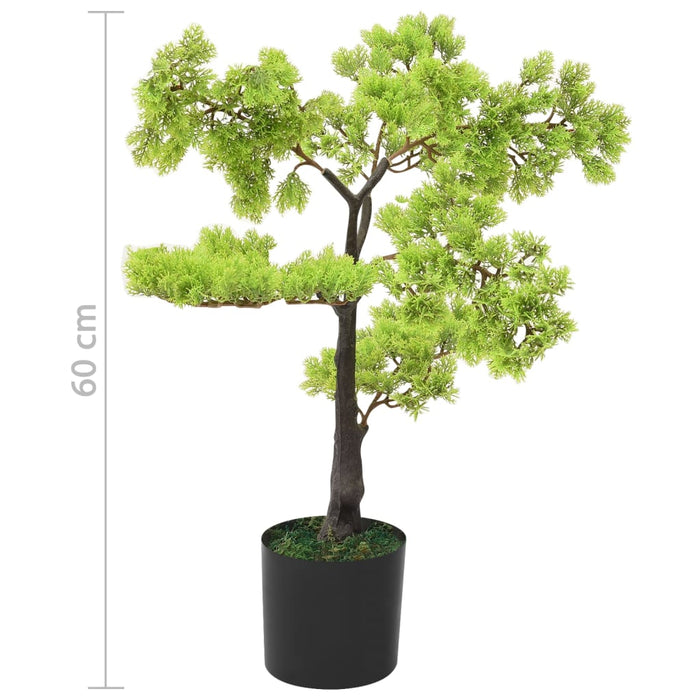 Kunstig Cypress Bonsai Med Pot 60 Cm Grønn