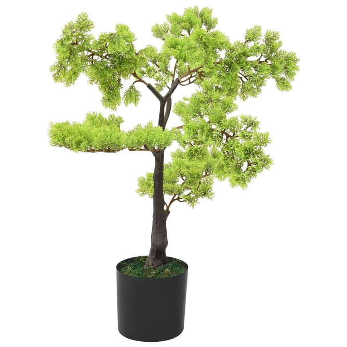 Kunstig Cypress Bonsai Med Pot 60 Cm Grønn