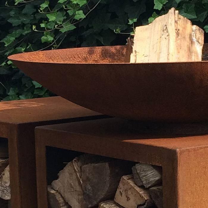 Corten Steel Brazier 100Cm Garden Terrace Rust