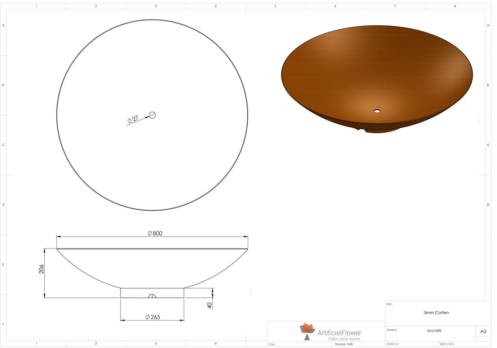 Corten Steel Brazier 80Cm For Hageterrasse