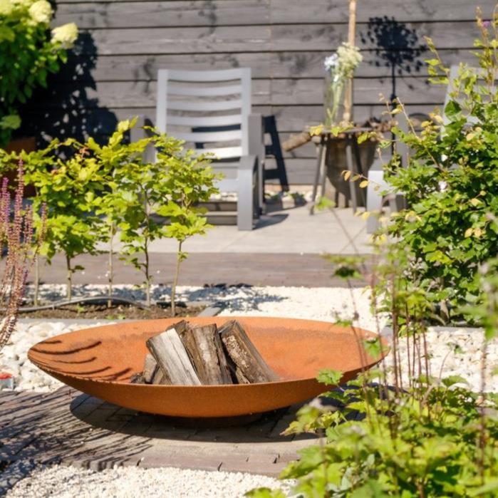 Corten Steel Brazier 80Cm For Hageterrasse