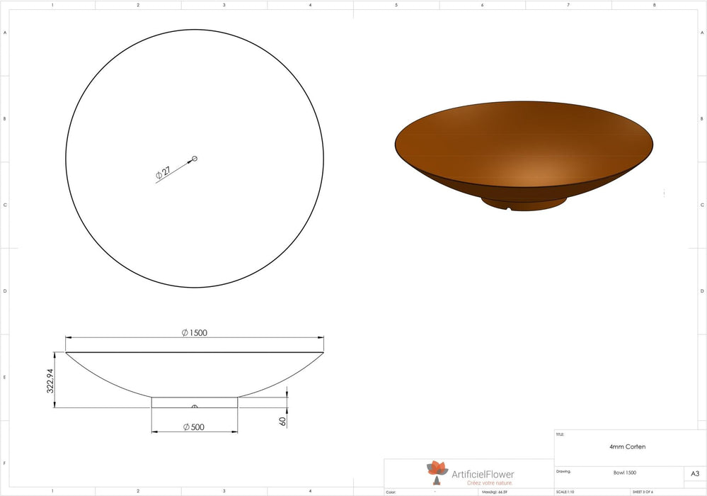 Corten Steel Brazier For Terrasse Ø150 Cm Rust