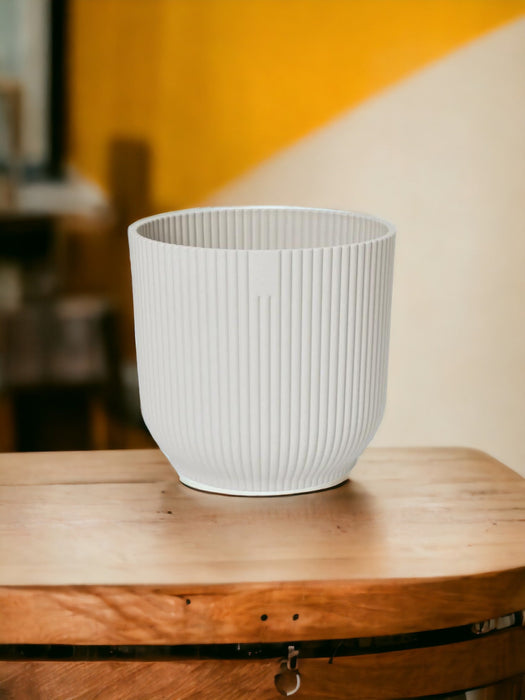 Elho Vibes White Plant Pot - Hjul Inkludert - D35 X H33