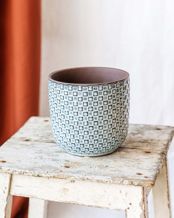 Cache Pot – Blue Relief