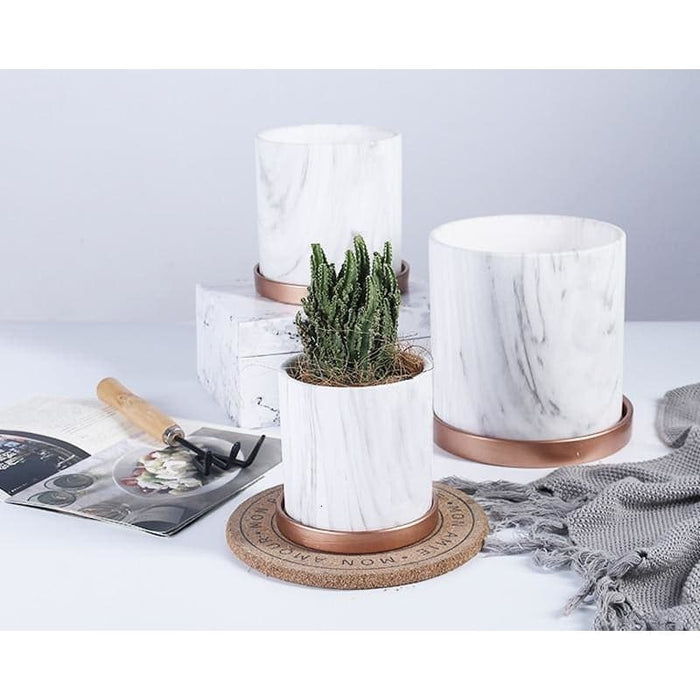 Hvit Marmor Cache Planter