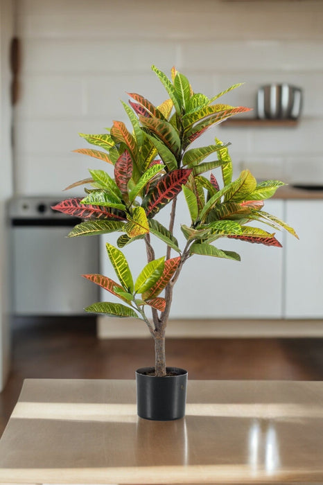 Croton Codiaeum Kunstig Plante - H110Cm, Ø12Cm