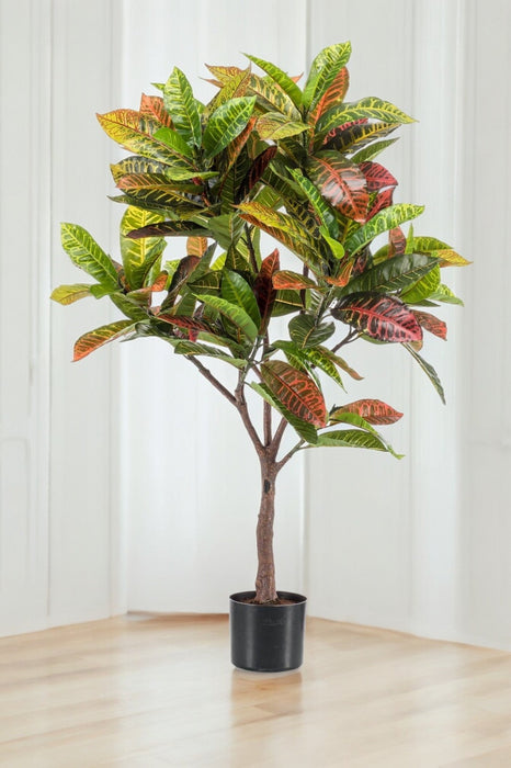 Croton Codiaeum Kunstig Plante - H120Cm, Ø14Cm