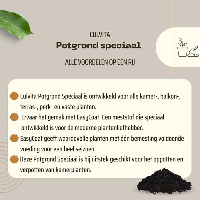 Culvita - Potgrond Specia Met 6 Måneders Næring 40 Liter - Premium Pottejord For Innendørs Og Utendørs Planter - Med Næring Fra Easycoat