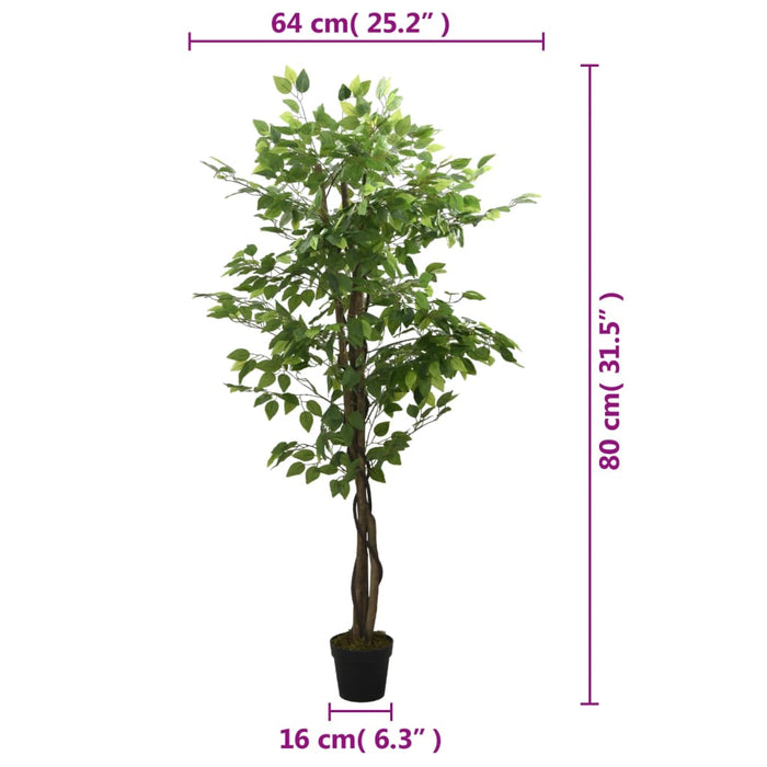 Kunstig Ficus 378 Blader 80 Cm Grønn