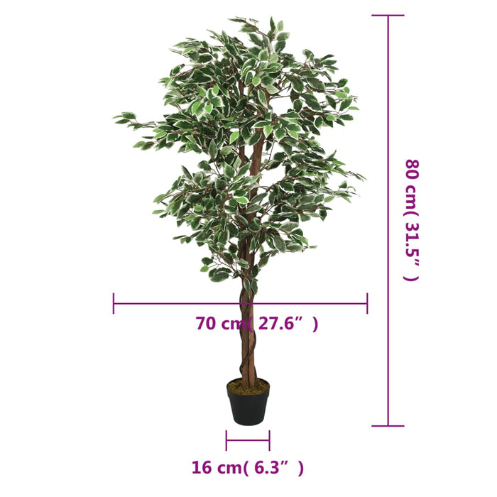 Kunstig Ficus 378 Blader 80 Cm Grønn