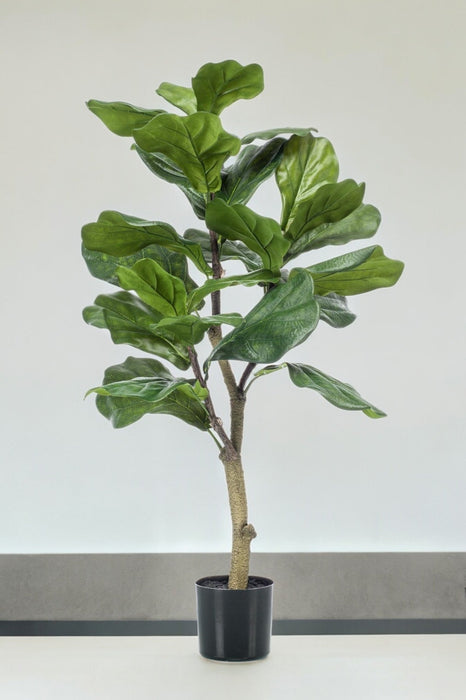 Ficus Lyrata Kunstig Plante - H100Cm, Ø12Cm