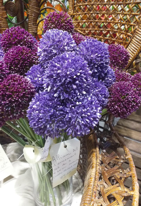 Kunstig Blomst Allium Lavendel Sett På 3 46Cm