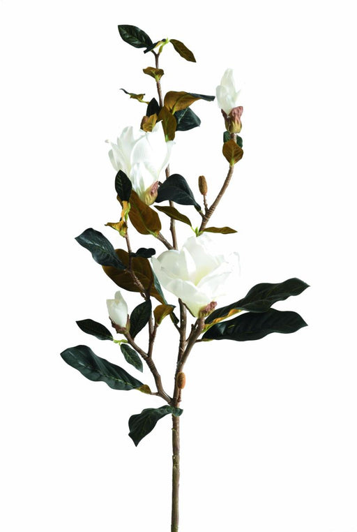 Kunstig Blomst Magnolia 100Cm Hvit 2 Blomster 2 Knopper