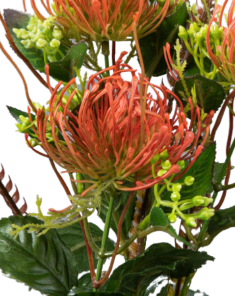 Kunstig Blomst Protea Stengel 82Cm Murstein Grønn