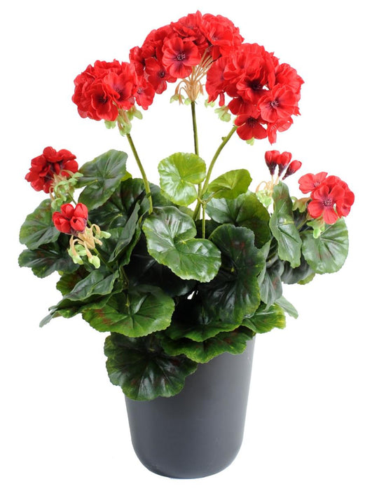 Kunstig Rød Geranium 5 Hoder 40 Cm Stake