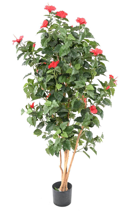 Kunstig Hibiscus Rød 150 Cm Blomstrende Plante