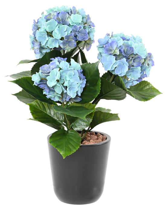 Kunstig Hortensia 3 Hoder UV-Bestandig H.45Cm Blå