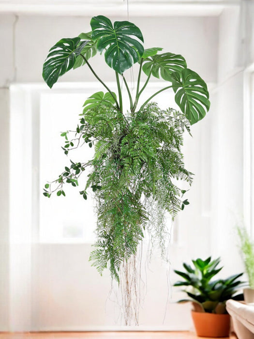 Monstera/Fern - Kunstig Hengende Plante