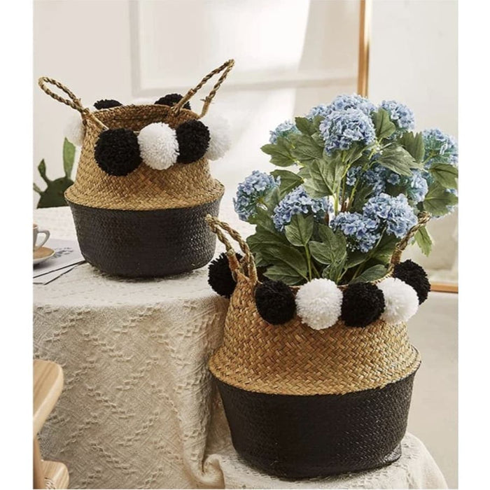 Eli Black Pompom Basket