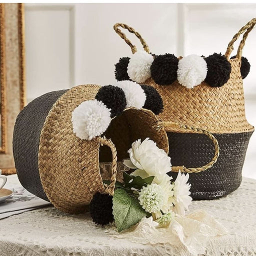 Eli Black Pompom Basket