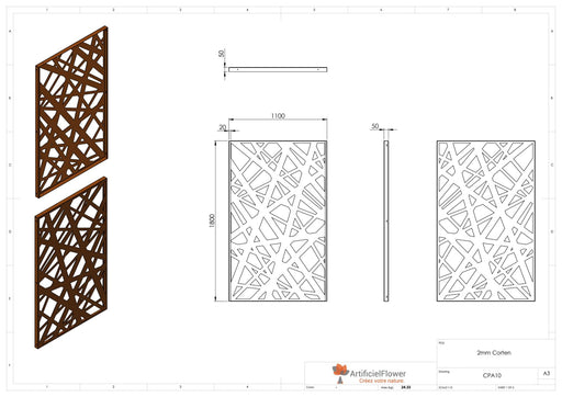 Corten Stål Panel For Hageterrasse H.180X110Cm