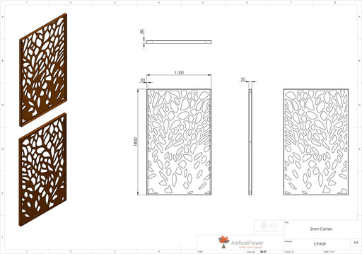 Abstrakt Corten Stål Hagepanel 180X110Cm