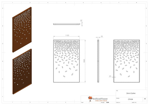 Corten Steel Dekorativ Panel For Hage