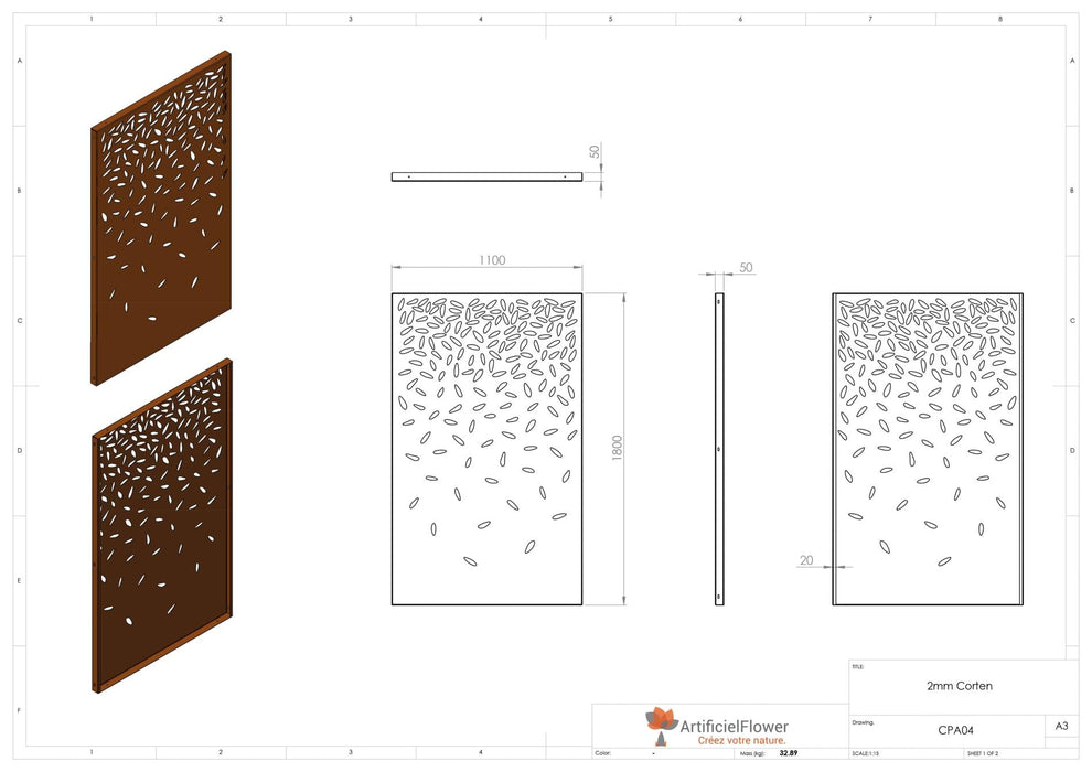 Corten Steel Dekorativ Panel For Hage