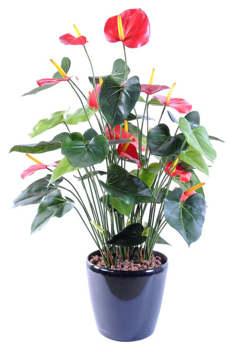 Kunstig Plante Rød Anthurium 78 Cm I Potte