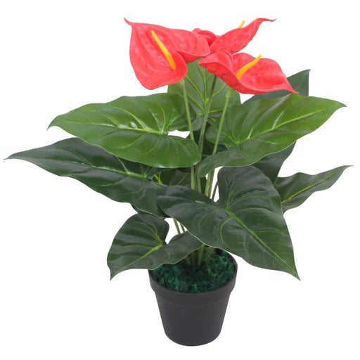 Kunstig Plante Med Anthurium Potte 45 Cm Rød Og Gul