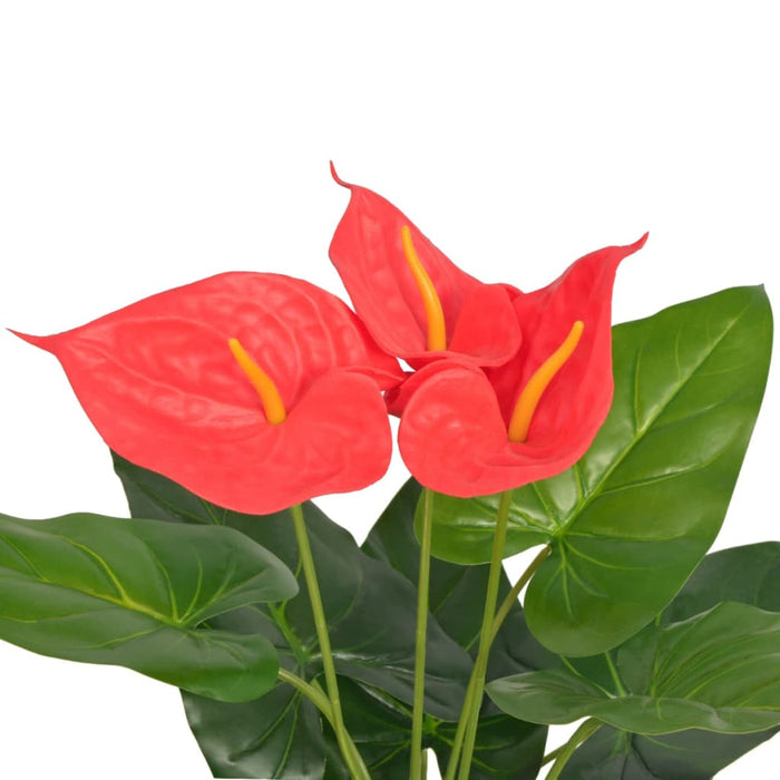 Kunstig Plante Med Anthurium Potte 45 Cm Rød Og Gul