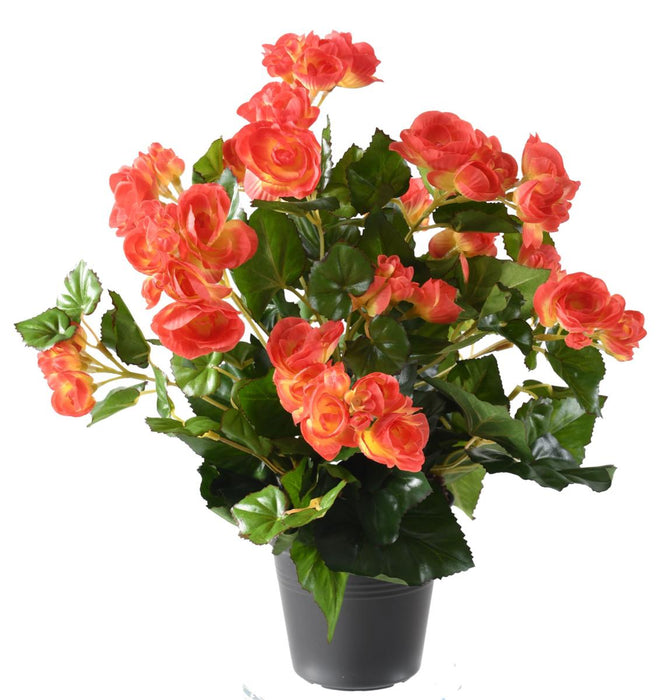 Kunstig Coral Begonia Plant På Stake 30 Cm