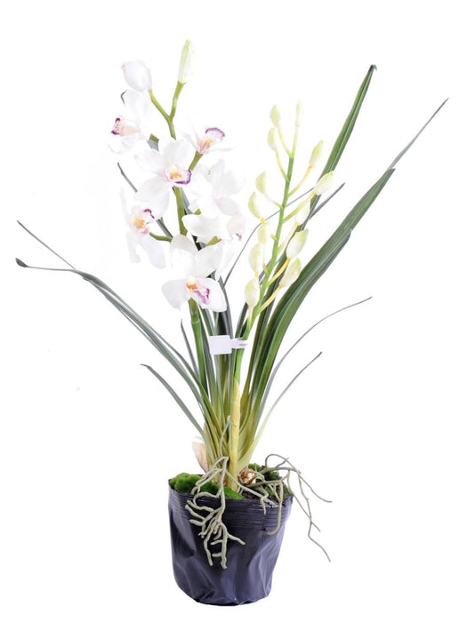 Kunstig Cymbidium Plante H.80Cm Hvit Blomst