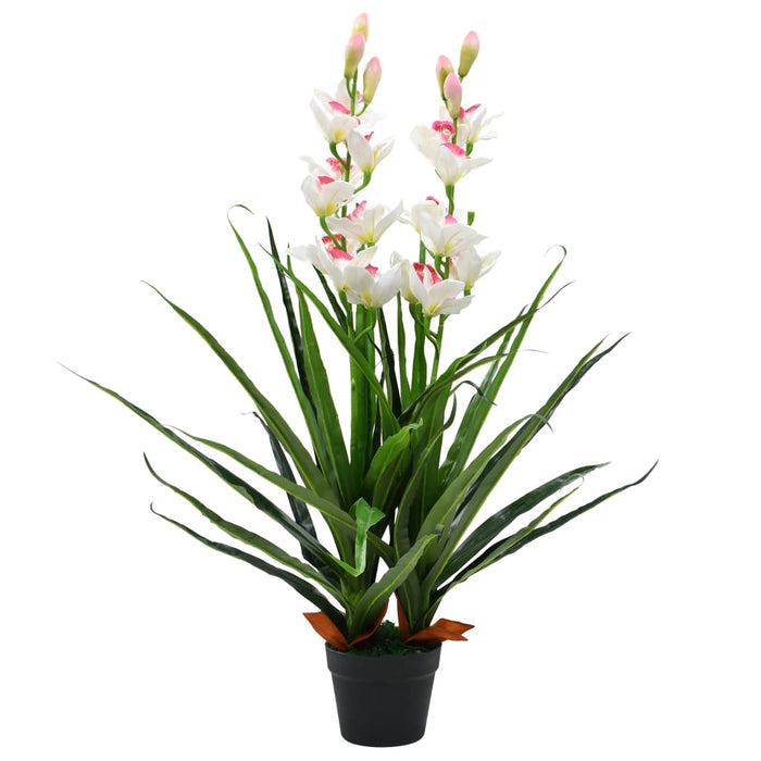 Kunstig Cymbidium Orkide Plante Med Potte 100 Cm Grønn