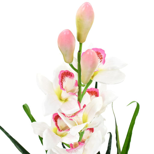 Kunstig Cymbidium Orkide Plante Med Potte 100 Cm Grønn