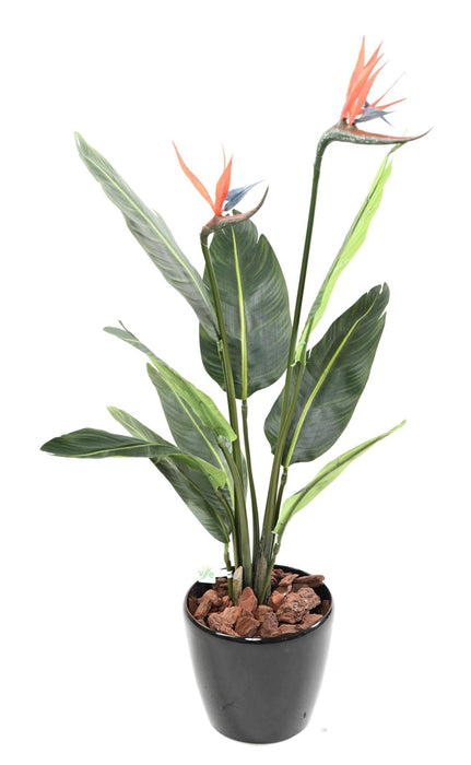 Kunstig Strelitzia Plante 2 Blomster 95 Cm