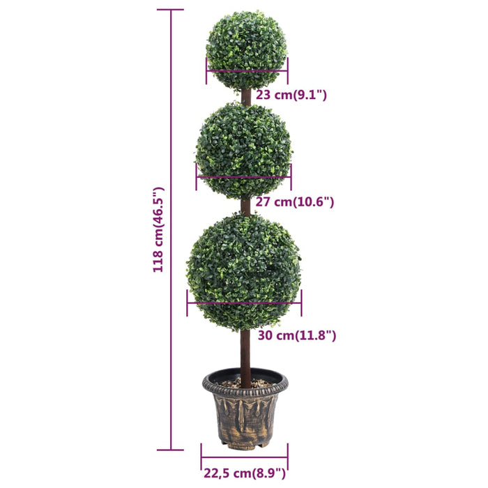 Kunstig Buksbomplante Med Grønn Kuleformet Potte 118 Cm