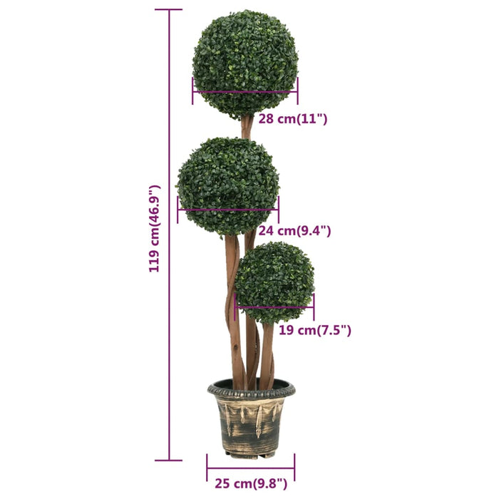 Kunstig Buksbomplante Med Grønn Kuleform Potte 119 Cm