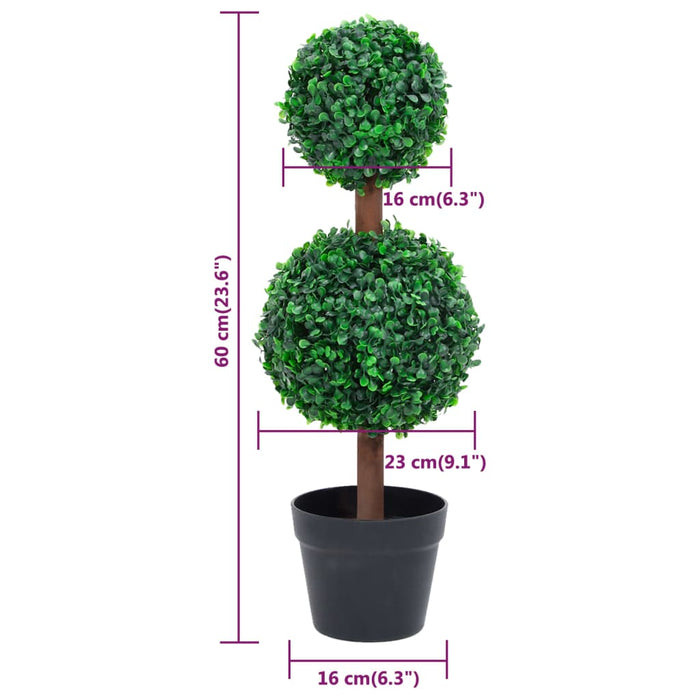 Kunstig Buksbomplante Med Grønn Kuleform Potte 60 Cm